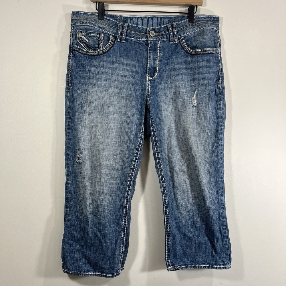 Hydraulic Denim Jeans Capris Women Junior 18 Distressed Pockets